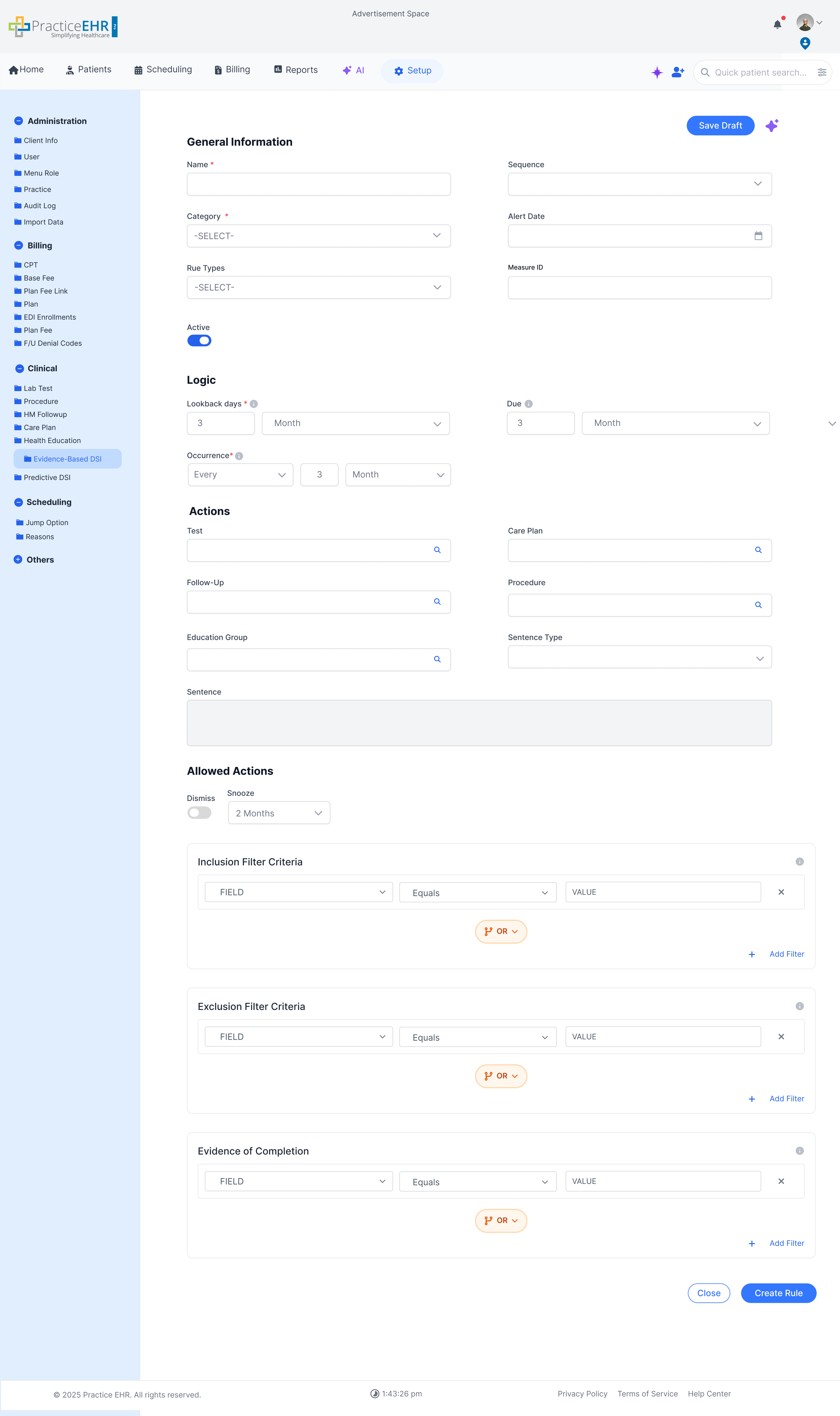 EBDSI Rule Builder detail screen